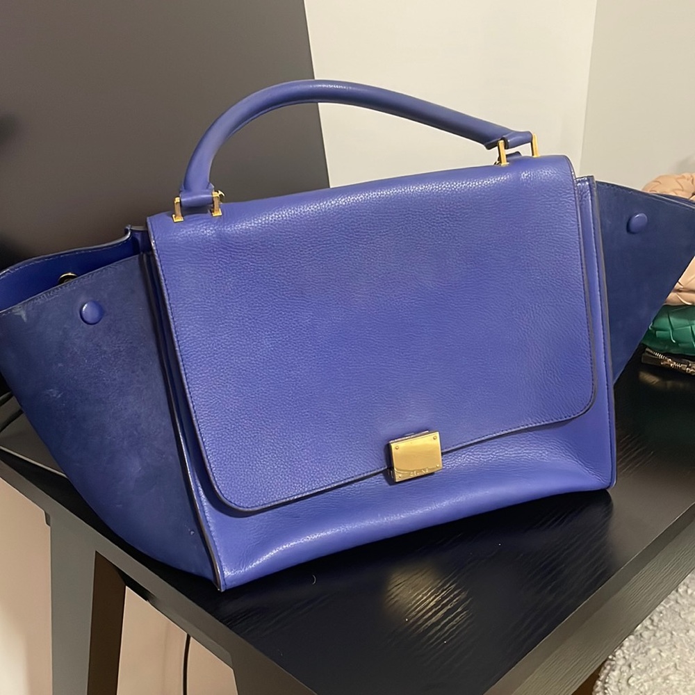 Celine calfskin trapeze cobalt blue